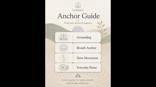 Lumie Anchor Guide app interface with menu options on a beige background